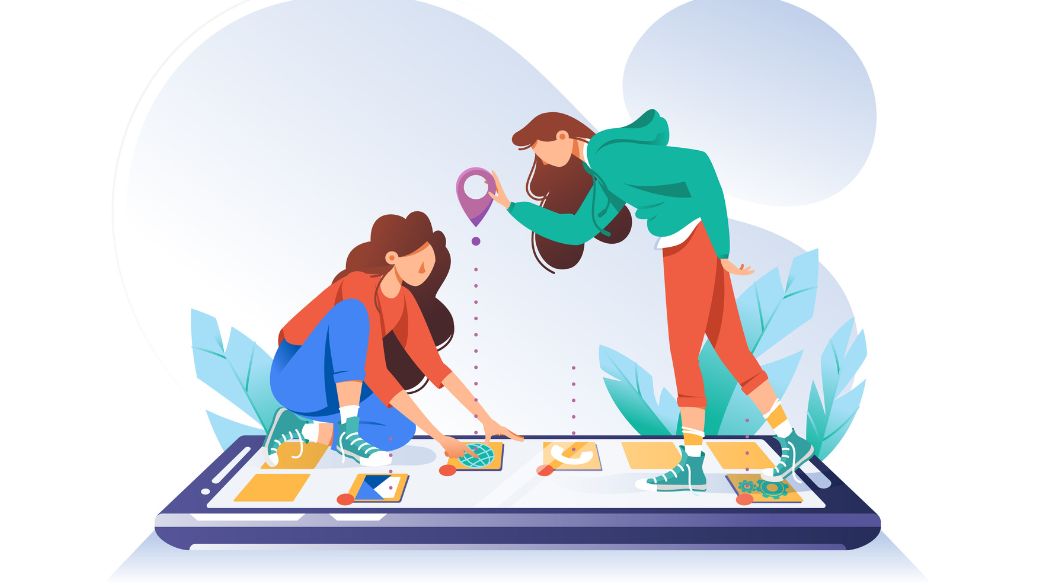 ilustración-aplicaciones celular-mujer-tecnologia